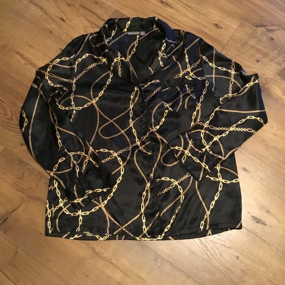 Apt. 9 Ladies Size Medium Novelty Necklace Chain Print Silky Sleep Shirt - Picture 1 of 4